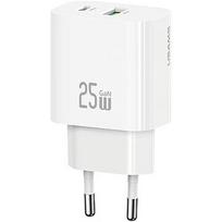 USAMS Charger 25W 1xUSB-A 1xUSB-A Fast Charging USA001630