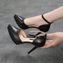 Nauja mada Moteriški Pumps Batai Neperšlampama platforma Vienos linijos sagtis tuščiaviduriai smailūs pirštai 10 cm ploni aukštakulniai moteriški vestuviniai batai 33