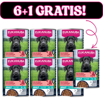 EUKANUBA Šlapias ėdalas suaugusiems šunims, su jautiena ir moliūgais 6x400g + 400g NEMOKAMAI