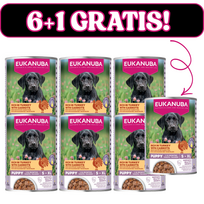 EUKANUBA Šlapias šuniukų ėdalas su kalakutiena ir morkomis 6x400g + 400g NEMOKAMAI