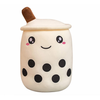 Mielas pliušinis žaislas / pagalvė Boba Bubble Tea, balta