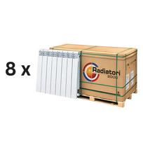 Pilnas aliuminio radiatorių komplektas „Helyos Evo H600“, 8 vnt. x 10 sekcijų