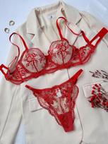 2024 Hot-Selling Floral Embroidery Mesh Lingerie Set - Sexy, Comfortable, and Elegant Small