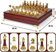 15 colių prabangus šachmatų rinkinys suaugusiems – Svertiniai cinko lydinio ir akrilo figūrėlės, medinė lenta, aukščiausios kokybės klasikinis žaidimas namams, biurui, United States