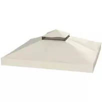 Pakaitinis Pavėsinės Stogas 3 x 3 m | Dvigubas Vandenį Atstumiantis Sodo Pavėsinės Stogas, Atsarginės Dalys iš Oksfordo Audinio, 370 g/m², Kreminės Baltos Spalvos