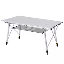 Iškylų sulankstomas stalas, nešiojamas sulankstomas stalas, aukščiui reguliuojamas kempingo stalas, su nešiojimo krepšiu, aliuminio, sidabrinis, 120 x 69 x 59-78 cm
