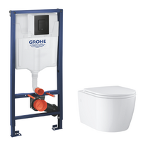 Komplektas 5in1: BauCeramic WC su Rimless su dangčiu SC+WC rėmas+mygtukas Even+rėmo tvirtini KK E BAUCERAMIC SOLIDO PHBL