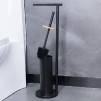 Tualetinio popieriaus laikiklis ir tualeto šepetys 2in1, juodas, 1 vnt.