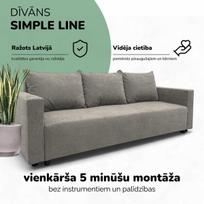 Klasikinis sofos-lovos komplektas „Simple Line“ su dėžute skalbiniams, „Podrez“, Šviesiai pilka