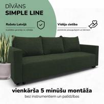 Klasikinis sofa-lova „Simple Line“ su skalbinių dėže, „Podrez“, Turkio žalia