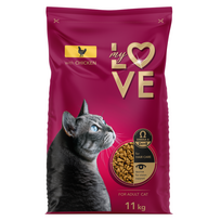 Pilnavertis sausas pašaras suaugusioms katėms su vištiena MY LOVE 11kg