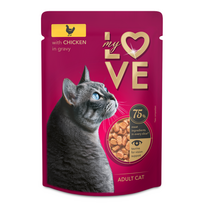Pilnavertis konservuotas pašaras suaugusioms katėms su vištiena padaže MY LOVE 85g x 24