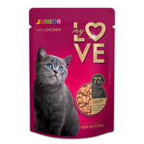 Pilnavertis konservuotas pašaras kačiukams su vištiena MY LOVE 85g x 24