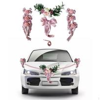 9 dalių vestuvinio automobilio dekoracijų rinkinys Dusty Pink_as described gray
