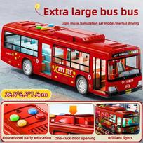 Didelis lengvos muzikos inercinis autobuso modelis, atgal traukiami automobiliai, imitacinis autobusas, aukštos kokybės, atsparus kritimui, edukaciniai žaislai, dovanos raudona