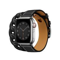 Gourmette Dvigubas apsisukimas Apple Watch apyrankė 40mm 41mm 38mm 44mm 45mm 42mm Natūralios odos apyrankė iWatch serija 7 6 5 3 se dirželis For 38mm 40mm 41mm
