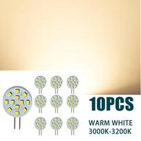 10 vnt. G4 LED lemputės AC/DC 12V 2W SMD2835 Super ryškios įleidžiamiems taškiniams šviestuvams, spintelėms, kemperių interjero apšvietimui šilta balta spalva