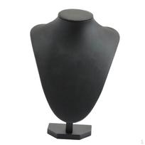 Juodo odos imitacijos karolių biusto papuošalų vitrinos stovas figūrėlės laikiklis 21x16cm