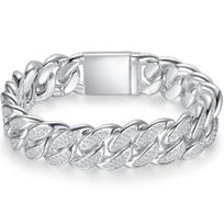 Street Hip Hop Kubietiška Grandinėlė Apyrankė Deimantinė Apyrankė Vyriška ir Moteriška 15mm Mada, Cirkonio Grandinėlė Bracelet 8inch (length 20cm)