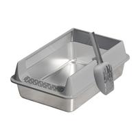 Stainless Steel Cat Litter Box Semi-Enclosed High Sided Leak Proof Odor Control Easy Clean Durable Metal Cat Toilet with Scoop