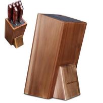 Naujas universalus virtuvės peilių laikiklis iš akacijos medžio, virtuvės laikiklis su šereliais virtuvės stalviršiui, masyvmedžio peilių blokas Knife Block brown