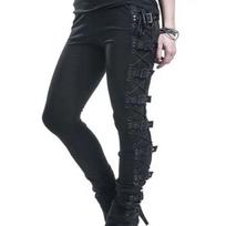 Women Pants Drawstring Eyelet Punk Ladies Slim-fitting High Stretch Pencil Pants S juoda