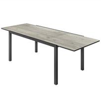 Outsunny Ištraukiamas Sodo Stalas Valgomojo Stalas 6-8 asmenims, 160/240 x 90 cm Aliuminio Balkono Stalas Medžio Išvaizda, Atsparus Oro Sąlygoms Terasos Stalas Lauko Bufeto Stalas Sode, Terasoje, Balkone, Pilka, Pilka
