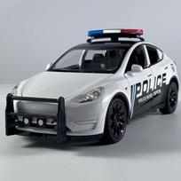 1:24 Modelis Y Policijos Lydinio Lieto Modelinis Automobilis Garsas ir Šviesa Atitraukiamas Aukšto Realistiškumo Ornamentas Vidaus Stalo Dekoracija Hobis Berniukui balta