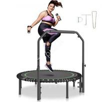 Mini fitneso trampolinas su rankena – 1027 mm, 150 kg talpa, sulankstomas dizainas
