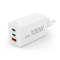 HAMA 00201997 100W GaN greitasis įkroviklis, 2x USB-C + 1x USB-A, baltas