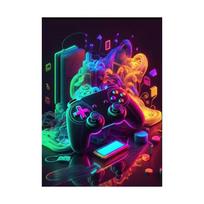 Canvas Paintings Gaming Room Gamepad Punk Style Posters Prints Wall Art Pictures Gamer Gift for Boys Children Room Decor 30x45cm No Frame