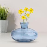 Šiuolaikinė stiklinė vaza prašmatniam namų interjerui Blue Height 12cm