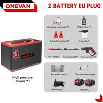 ONEVAN 220Bar Elektrinis aukšto slėgio ploviklis 2in1 Belaidis automobilio ploviklis Purškimo pistoletas Sodo valymo įrankis Skirtas Makita 18V baterijos kaišteliui 2 Battery Set