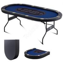 Sulankstomas kazino pokerio stalas – 10 žaidėjų, juodas-mėlynas