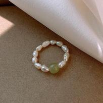 Hot Sell Trendy Natural Freshwater Pearl & Jade Stone Ladies Ring  For Women Birthday Gifts