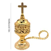 Retro smilkalinė Namų kvapų aromatinė smilkalinė Vidurio Rytų Katalikiška smilkalinė su kryžiumi Maža žalvarinė metalu dengta smilkalinė