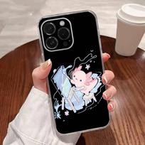 Mielas axolotlio telefono dėklas, skirtas iPhone 16,15,14,13,12,11 Plus,Pro,Max,XR,XS,Plus,E,SE4,Mini, Skaidrus dangtelis iPhoneXSMAX