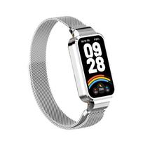 Milan dirželis Xiaomi Smart Band 9 Active su metaliniu apsauginiu dėklu, buferiu, magnetine kilpa, apyrankė Redmi band 3 laikrodžiui MiBand9Active/Redmi band3 sidabras