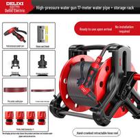 Delixi Electric Water Hose with High-Pressure Gun & Automatic Retractable Reel for Gardening and Car Washing