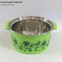 DeRuiEn nerūdijančio plieno nuimamas vienas karštasis puodas Green Print without Lid