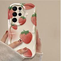 Vyšnių braškių telefono dėklas Samsung Galaxy S25 S24 Ultra S23 S22 S21 S20 Plus FE A56 A36 A26 smūgiams atsparus minkštas silikoninis dangtelis Galaxy S22 5G