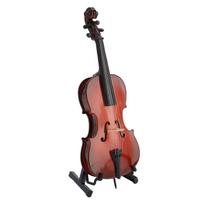 Miniatiūrinis violončelės modelis su stoveliu, lankeliu ir dėklu, medinė mini muzikos instrumento kopija miegamojo, biuro patalpos dekoravimui