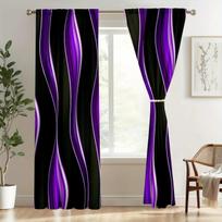 Violetinės ir juodos dryžuotos spausdintos užuolaidos   lengva ir patogi dekoracija svetainei   miegamajam ir virtuvei 100*130 HOOK 1pcs