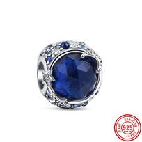 Spalvingas Murano stiklo karoliukas Gėlė Širdis Burbulas Lapai Pakabukas Tinka Apyrankei 100 % 925 Sterlingų Sidabras Moterų Papuošalai blue