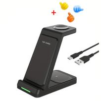 3 viename 15 W greito įkrovimo stotis su belaidžiu padu, iPhone įrenginiams + laidų laikikliai 3vnt.