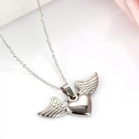 Xinxuanmei Angelo Sparnai Širdies Karoliai Moteriai Nerūdijančio Plieno Papuošalai Moteriai Choker Grandinėlė Karoliai Pakabukas Nemokamas Pristatymas Steel color white