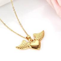 Xinxuanmei Angelo Sparnai Širdies Karoliai Moteriai Nerūdijančio Plieno Papuošalai Moteriai Choker Grandinėlė Karoliai Pakabukas Nemokamas Pristatymas Gold-color beige