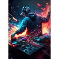 Neoninis dizainas, muzika, šaunus DJ ausinių plakatas, drobės paveikslas, abstraktus sienų menas, skirtas moderniam baro klubo kambario namų dekorui, be LED 30x45cm No Frame