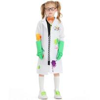 Vaikams Mergaitėms Crazy Science Laboratorija Mokslininkas Striukė Pirštinės Suknelė Rinkinys Vaikų Helovinas Cosplay Kostiumai Vaidmenų Žaidimo Apranga XS balta