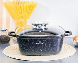 Kvadratinis puodas su marmuro nepridegančia danga 4.4L ZILNER ZL-7002/9010